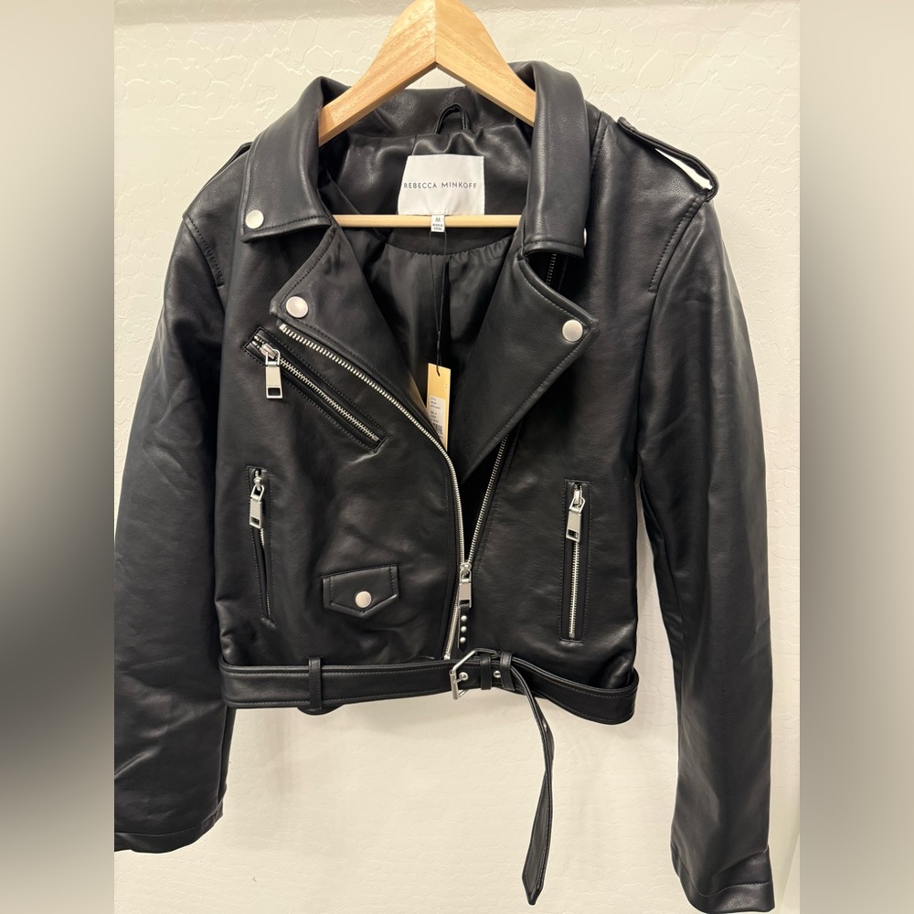 Rebecca Minkoff Black Leather Moto Jacket Size M – NWT